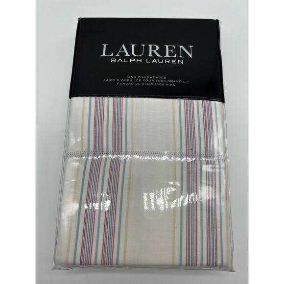 Lauren Ralph Lauren Claudia Stripe Set of 2 King Pillowcase Standard 100% Cotton - Picture 7 of 12